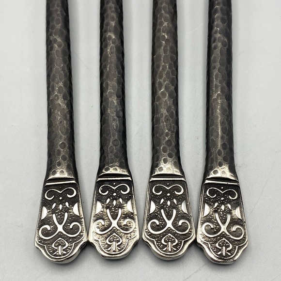 Avalon Barcelona lot of 4 Dinner Forks Hammered Matte Handle by Gourmet Settings - Picture 2 of 7